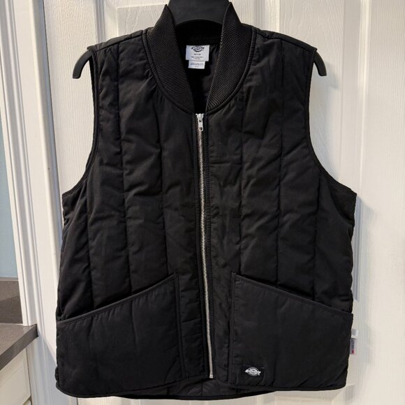 NWOT Dickies Black Quilted Lined Full Zip Work Vest Size Medium - Picture 1 of 10